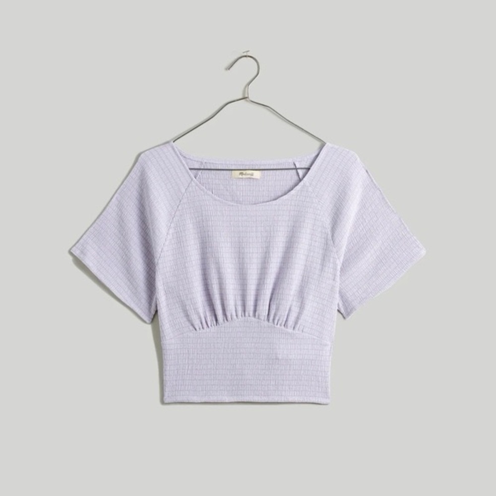 Madewell lilac shirred crop top sz L NWT